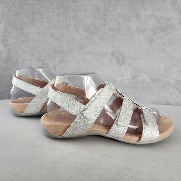 Vionic Sandals Womens Size 7 Enamel Trim Beads Adjustable Straps Amber Pearl - Picture 1 of 11